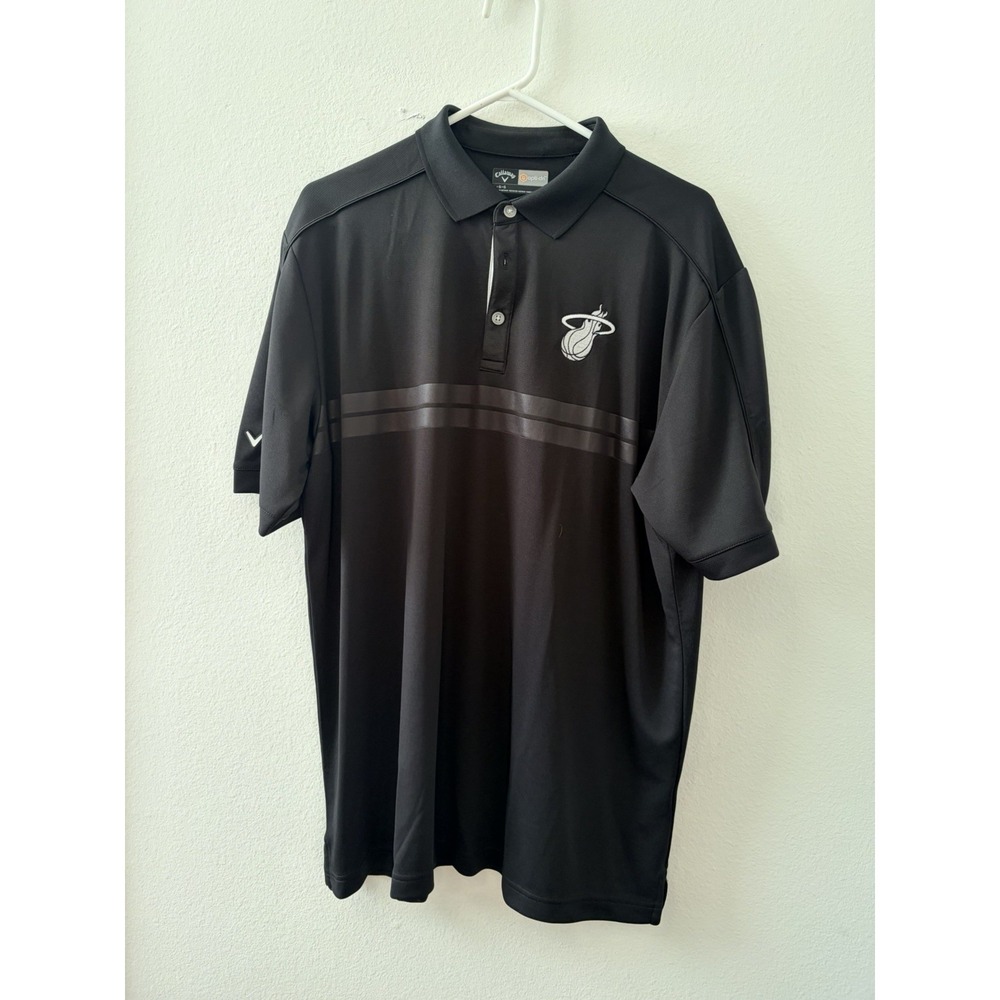Callaway Miami Heat NBA Opti-Dri Golf Polo Shirt Black Men's L